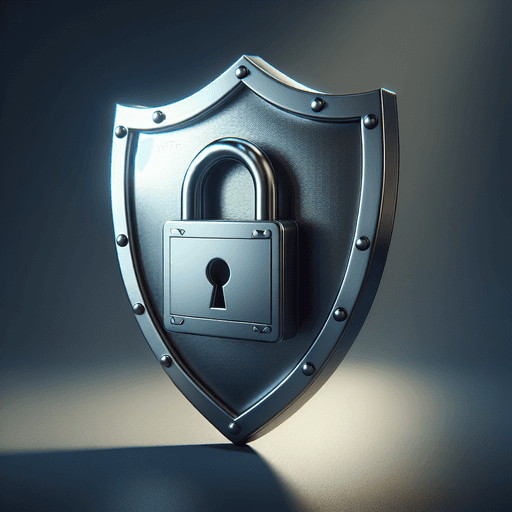 A metallic shield with a large, detailed padlock symbolizing cybersecurity preparedness, illuminated by low light.